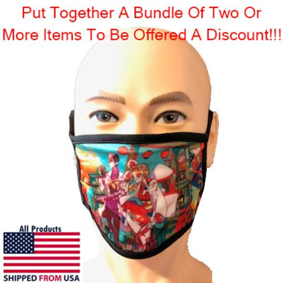 Washable Adult Anime Face Mask #16 - Picture 1 of 2